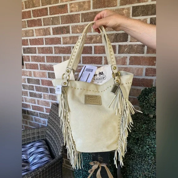 Coach Poppy Limited Edition BELLA Fringe Suede Shoulder Bag 16734 UNICORN! - Picture 1 of 15